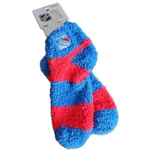 NHL New York Rangers NHL Hockey Fuzzy Socks Red & Royal Blue‎ Osfm NWT